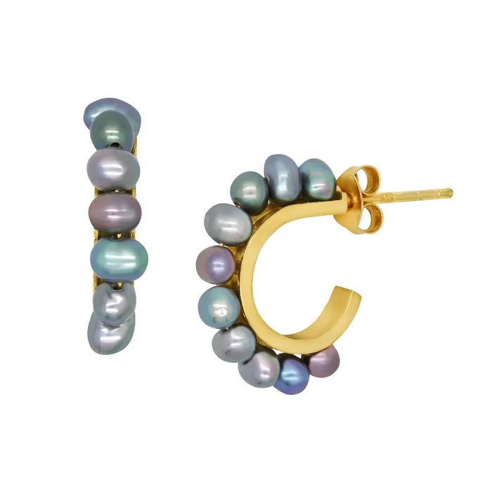 Earrings acemijewelry Party Pearl Row Hoop