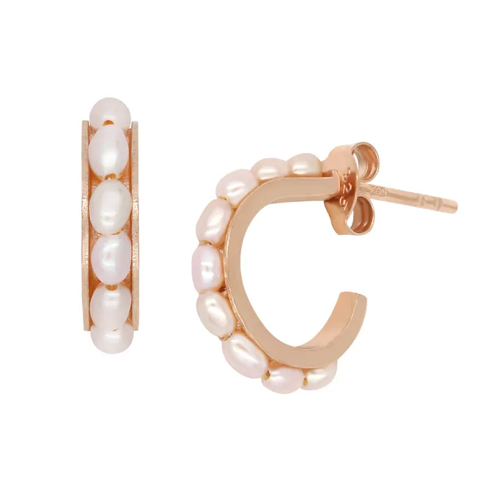 Earrings acemijewelry Party Pearl Row Hoop
