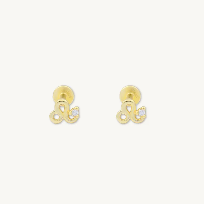 Earrings Camile Stone Leo Zodiac Star Sign Flat Back Earrings