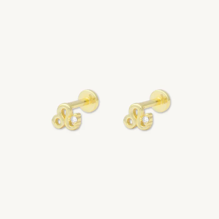 Earrings Camile Stone Leo Zodiac Star Sign Flat Back Earrings
