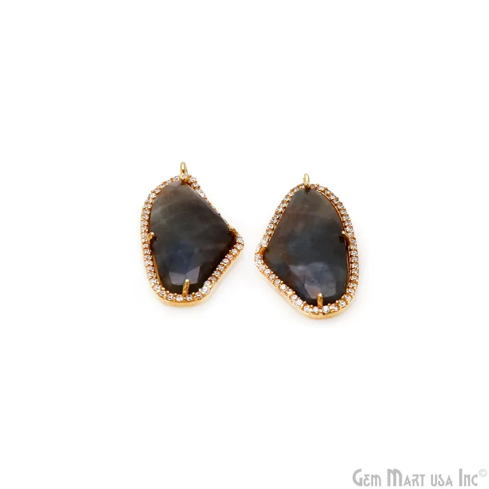 Earrings DIY Sapphire with Pave Cubic Zirconia 30x14mm Gold Vermeil Chandelier Earrings Connector 1 Pair GemmartUSA Earrings DIY Sapphire with Pave Cubic Zirconia 30x14mm Gold Vermeil Chandelier Earrings Connector 1 Pair GemmartUSA