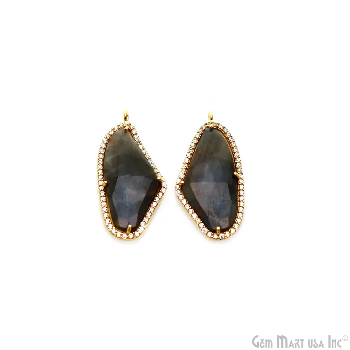Earrings DIY Sapphire with Pave Cubic Zirconia 30x14mm Gold Vermeil Chandelier Earrings Connector 1 Pair GemmartUSA Earrings DIY Sapphire with Pave Cubic Zirconia 30x14mm Gold Vermeil Chandelier Earrings Connector 1 Pair GemmartUSA