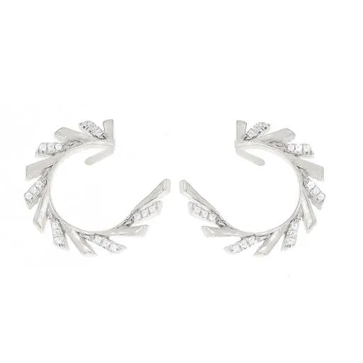 Earrings Ella Stein Ella Stein Silver Diamond Fan Earrings SI3034