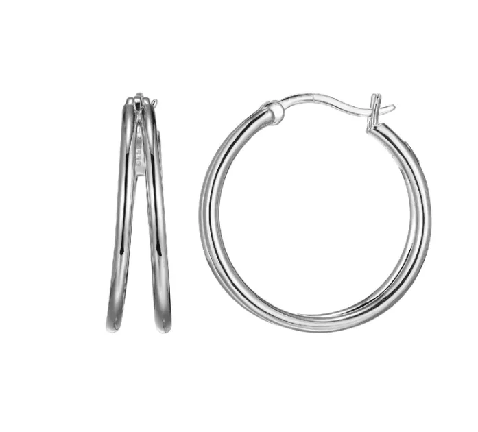 Earrings ELLE ELLE Sterling Silver Simpatico Double Hoop Earrings SI5062