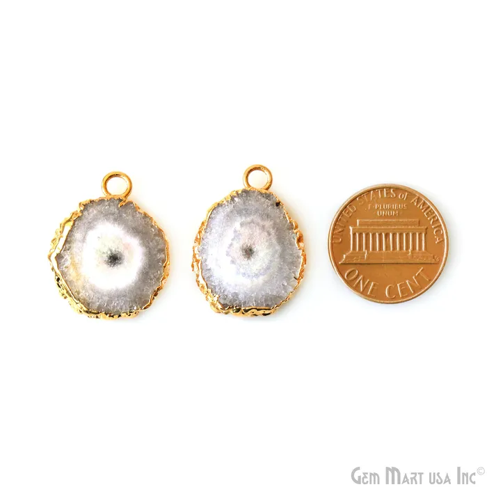 Earrings GemMartUSA Agate Slice 26x20mm Organic Gold Electroplated Gemstone Earring Connector 1 Pair Earrings GemMartUSA Agate Slice 26x20mm Organic Gold Electroplated Gemstone Earring Connector 1 Pair