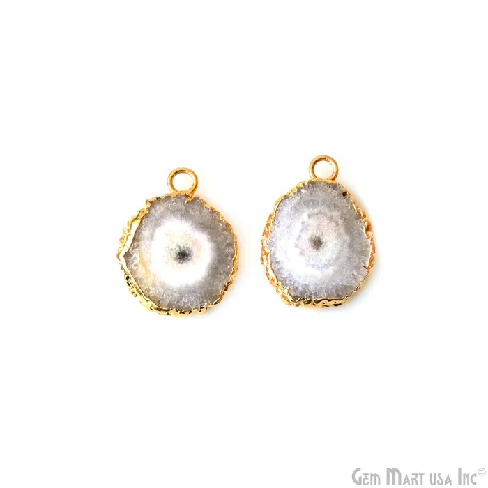 Earrings GemMartUSA Agate Slice 26x20mm Organic Gold Electroplated Gemstone Earring Connector 1 Pair Earrings GemMartUSA Agate Slice 26x20mm Organic Gold Electroplated Gemstone Earring Connector 1 Pair