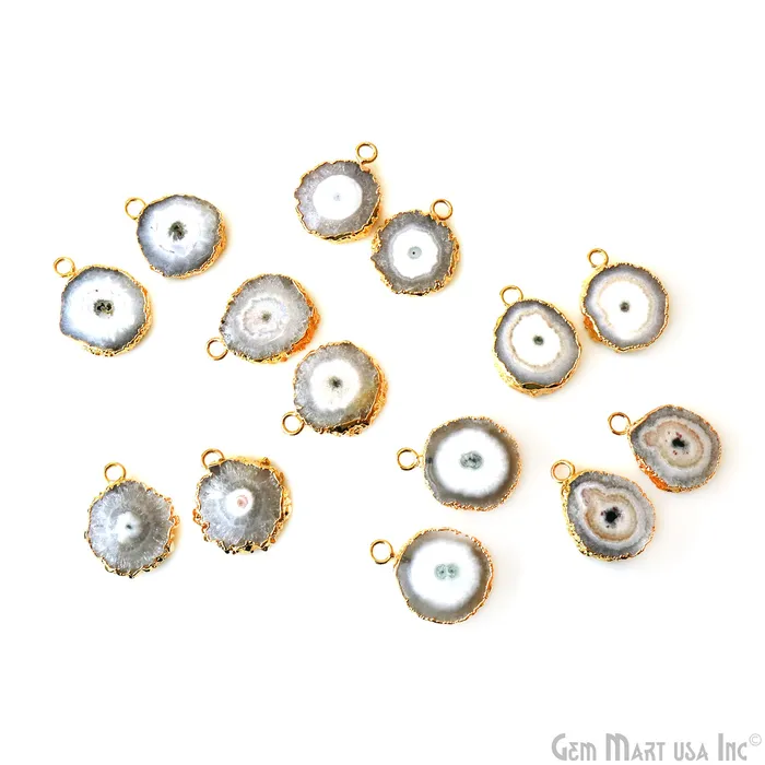 Earrings GemMartUSA Agate Slice 26x20mm Organic Gold Electroplated Gemstone Earring Connector 1 Pair Earrings GemMartUSA Agate Slice 26x20mm Organic Gold Electroplated Gemstone Earring Connector 1 Pair