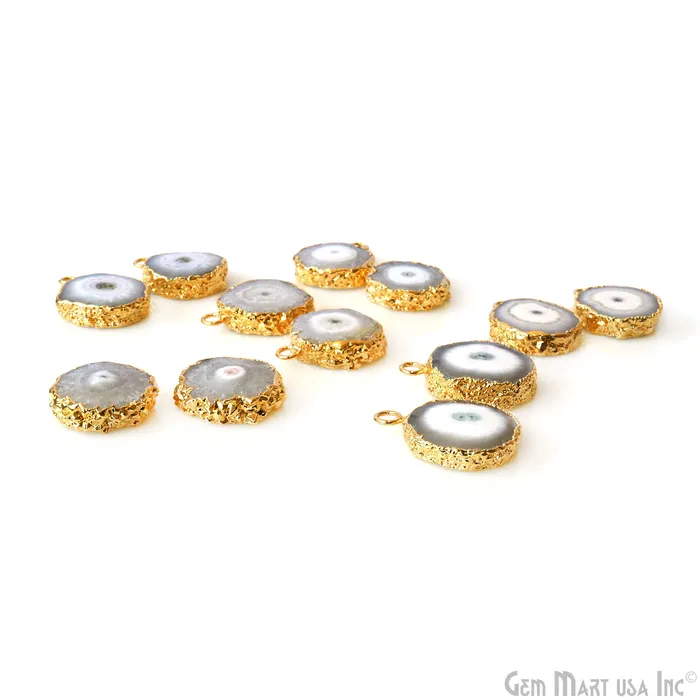 Earrings GemMartUSA Agate Slice 26x20mm Organic Gold Electroplated Gemstone Earring Connector 1 Pair Earrings GemMartUSA Agate Slice 26x20mm Organic Gold Electroplated Gemstone Earring Connector 1 Pair