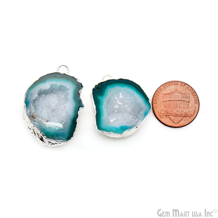 Earrings GemMartUSA Geode Druzy 29x22mm Organic Silver Electroplated Single Bail Gemstone Earring Connector 1 Pair Earrings GemMartUSA Geode Druzy 29x22mm Organic Silver Electroplated Single Bail Gemstone Earring Connector 1 Pair