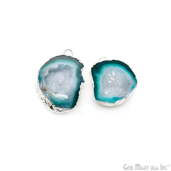 Earrings GemMartUSA Geode Druzy 29x22mm Organic Silver Electroplated Single Bail Gemstone Earring Connector 1 Pair Earrings GemMartUSA Geode Druzy 29x22mm Organic Silver Electroplated Single Bail Gemstone Earring Connector 1 Pair
