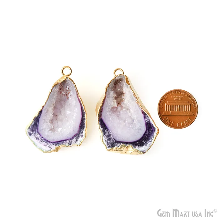 Earrings GemMartUSA Geode Druzy 41x26mm Organic Gold Electroplated Single Bail Gemstone Earring Connector 1 Pair Earrings GemMartUSA Geode Druzy 41x26mm Organic Gold Electroplated Single Bail Gemstone Earring Connector 1 Pair
