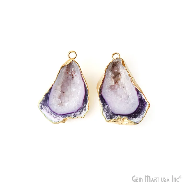 Earrings GemMartUSA Geode Druzy 41x26mm Organic Gold Electroplated Single Bail Gemstone Earring Connector 1 Pair Earrings GemMartUSA Geode Druzy 41x26mm Organic Gold Electroplated Single Bail Gemstone Earring Connector 1 Pair