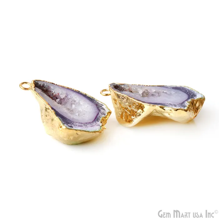Earrings GemMartUSA Geode Druzy 41x26mm Organic Gold Electroplated Single Bail Gemstone Earring Connector 1 Pair Earrings GemMartUSA Geode Druzy 41x26mm Organic Gold Electroplated Single Bail Gemstone Earring Connector 1 Pair