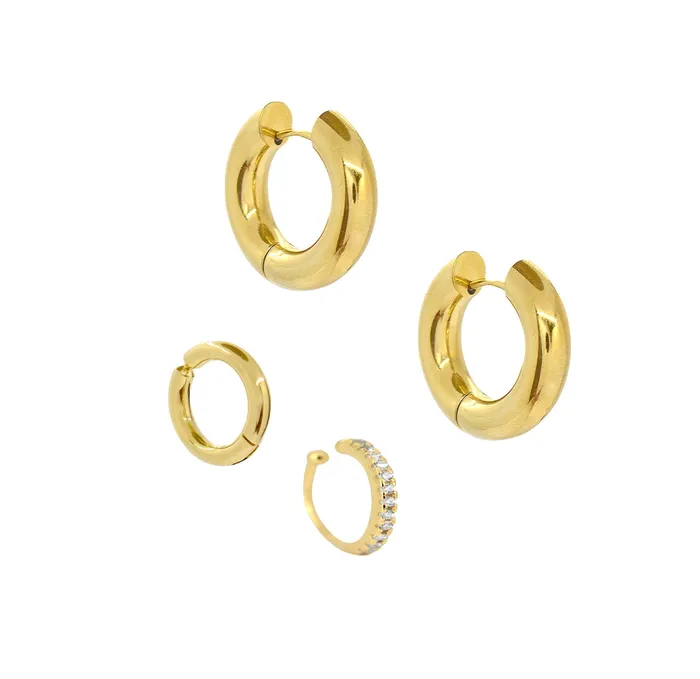 Earrings GOLD HUGGIE HOOP SET Mai Dsire