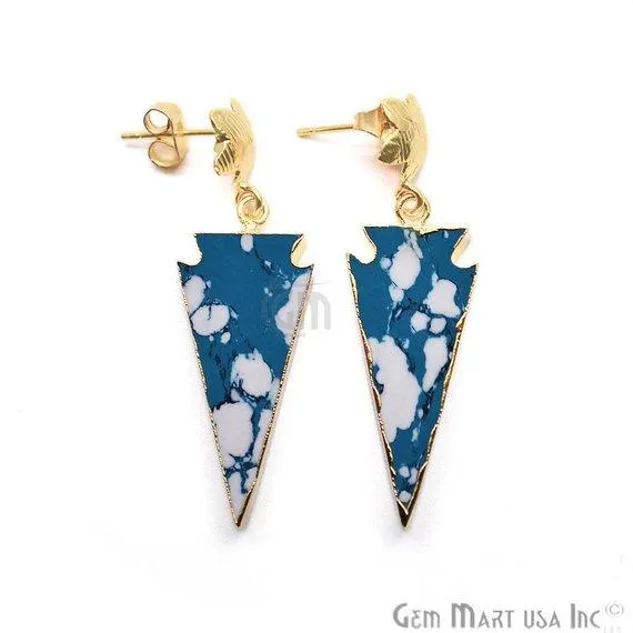 Earrings Triangle Shape 44x15mm Gold Plated Sediment Jasper Stud Earrings Pick your Gemstone 901711 GemMartUSA