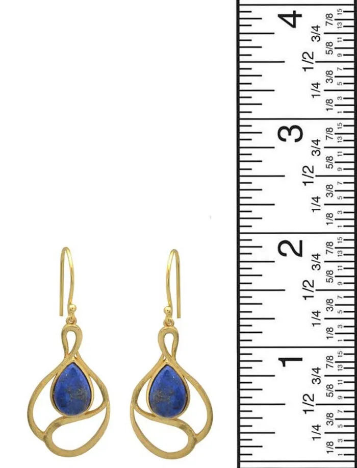 Earrings YoTreasure Lapis Gold Plated Over Brass Drop Earrings Jewelry