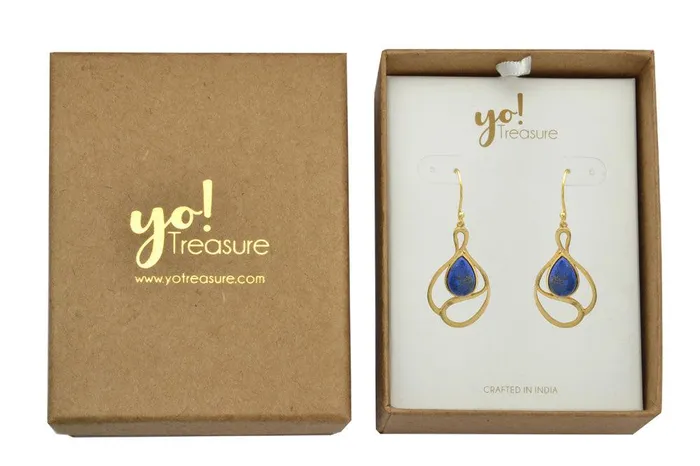 Earrings YoTreasure Lapis Gold Plated Over Brass Drop Earrings Jewelry