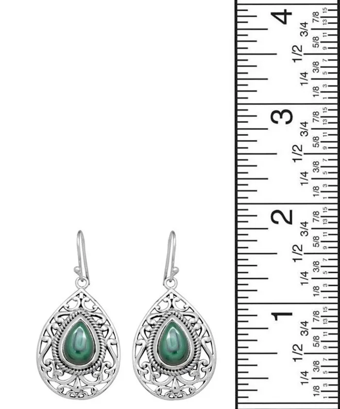Earrings YoTreasure Natural Malachite Dangling 925 Solid Sterling Silver Earrings Silver Jewelry