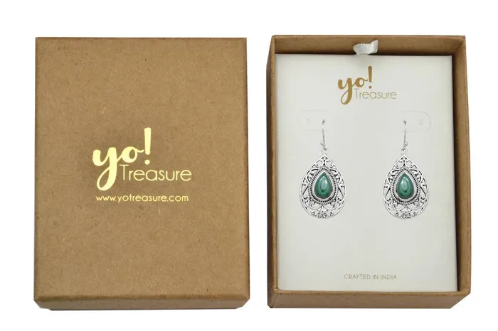 Earrings YoTreasure Natural Malachite Dangling 925 Solid Sterling Silver Earrings Silver Jewelry