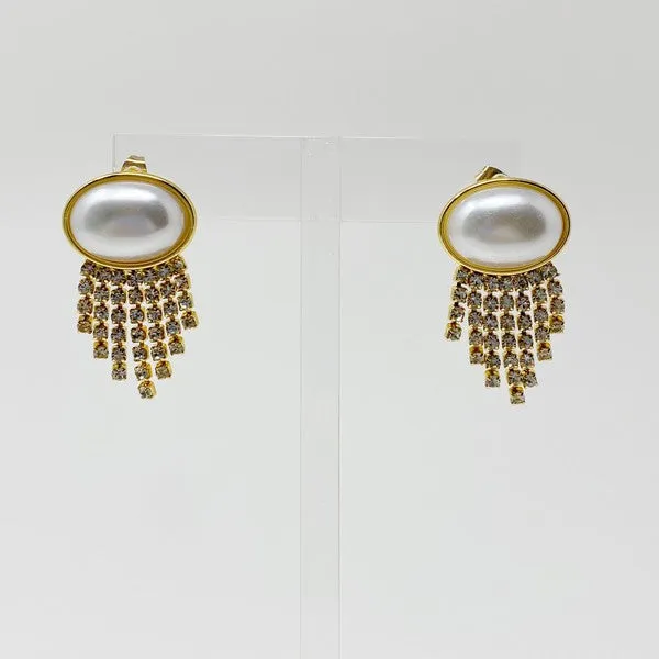 Ellison and Young Earrings Pearl Button Cascade Shine Earrings