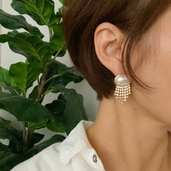 Ellison and Young Earrings Pearl Button Cascade Shine Earrings