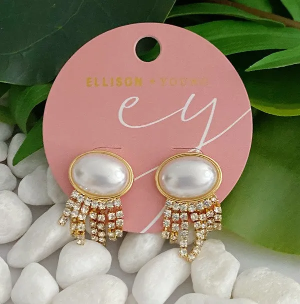 Ellison and Young Earrings Pearl Button Cascade Shine Earrings