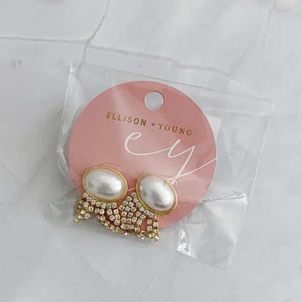 Ellison and Young Earrings Pearl Button Cascade Shine Earrings