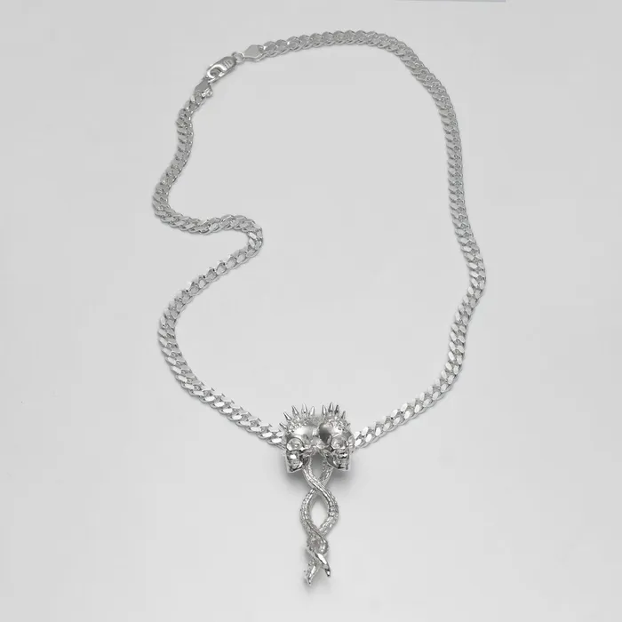FEARS 925 Necklaces Dual Spines Pendant Sterling Silver