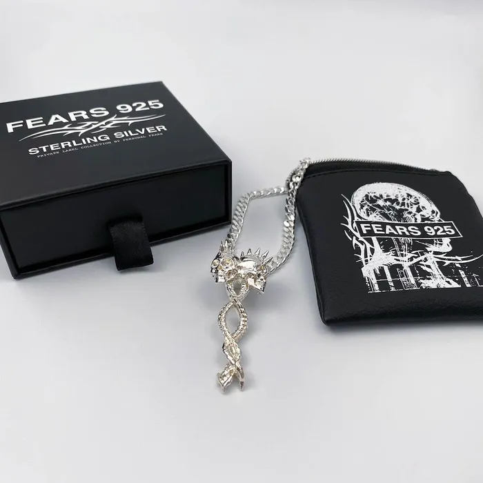 FEARS 925 Necklaces Dual Spines Pendant Sterling Silver