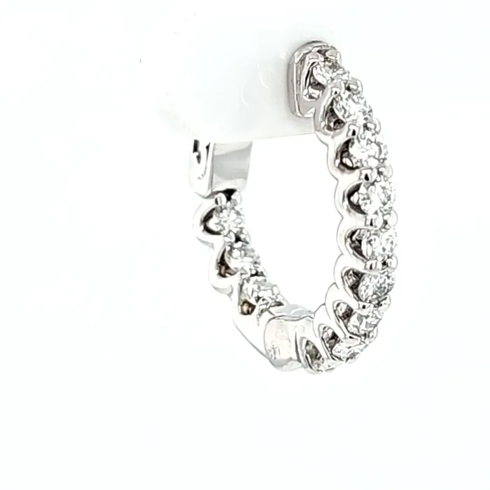 First Class Co Earrings 14k White Gold 100ctw Diamond Inside Out Hoop Earrings I8045 First Class Co Earrings 14k White Gold 100ctw Diamond Inside Out Hoop Earrings I8045