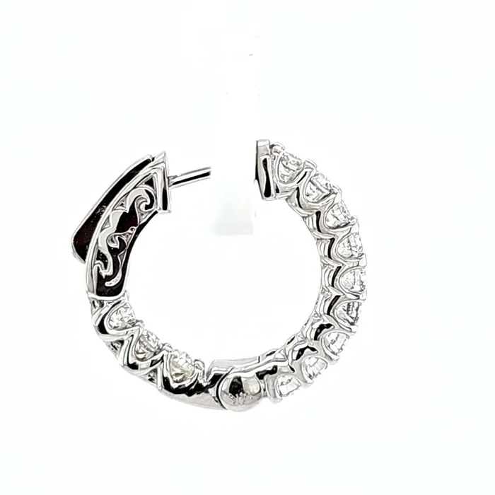 First Class Co Earrings 14k White Gold 100ctw Diamond Inside Out Hoop Earrings I8045 First Class Co Earrings 14k White Gold 100ctw Diamond Inside Out Hoop Earrings I8045