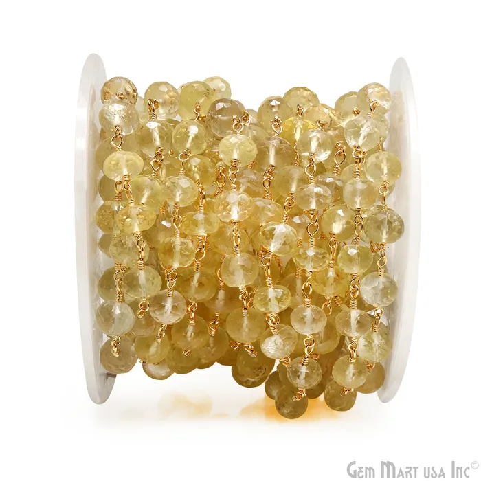 gemmartusa PreStyled Sets Lemon Topaz Faceted 67mm Gold Wire Wrapped Rondelle Beads Rosary Chain gemmartusa PreStyled Sets Lemon Topaz Faceted 67mm Gold Wire Wrapped Rondelle Beads Rosary Chain