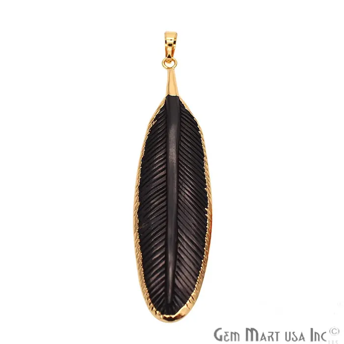 GemMartUSA Black Feather PendantGold Feather NecklaceFeather Choker CharmBoho Gold NecklaceCHPR50088 Necklaces