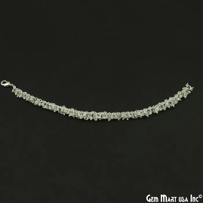 GemMartUSA Cluster Gemstone Silver Plated Chain With Lobster Clasp Bracelet 7Inch Bracelets GemMartUSA Cluster Gemstone Silver Plated Chain With Lobster Clasp Bracelet 7Inch Bracelets