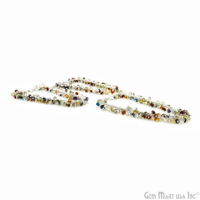 GemMartUSA Cluster Gemstone Silver Plated Chain With Lobster Clasp Bracelet 7Inch Bracelets GemMartUSA Cluster Gemstone Silver Plated Chain With Lobster Clasp Bracelet 7Inch Bracelets