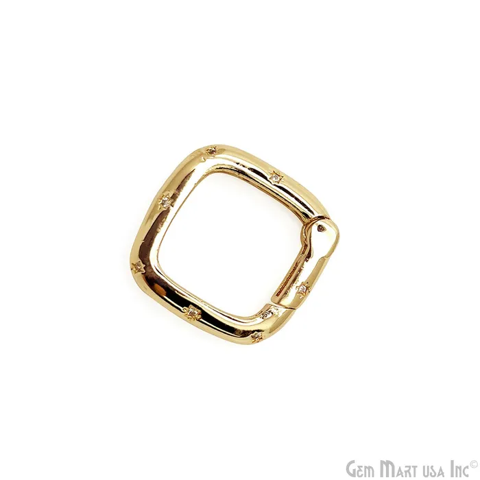 GemMartUSA CZ Square Push Gate Ring Clasp 18mm Charm Pendant Rings GemMartUSA CZ Square Push Gate Ring Clasp 18mm Charm Pendant Rings