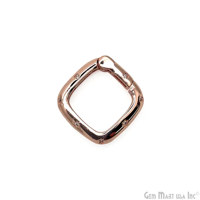 GemMartUSA CZ Square Push Gate Ring Clasp 18mm Charm Pendant Rings GemMartUSA CZ Square Push Gate Ring Clasp 18mm Charm Pendant Rings