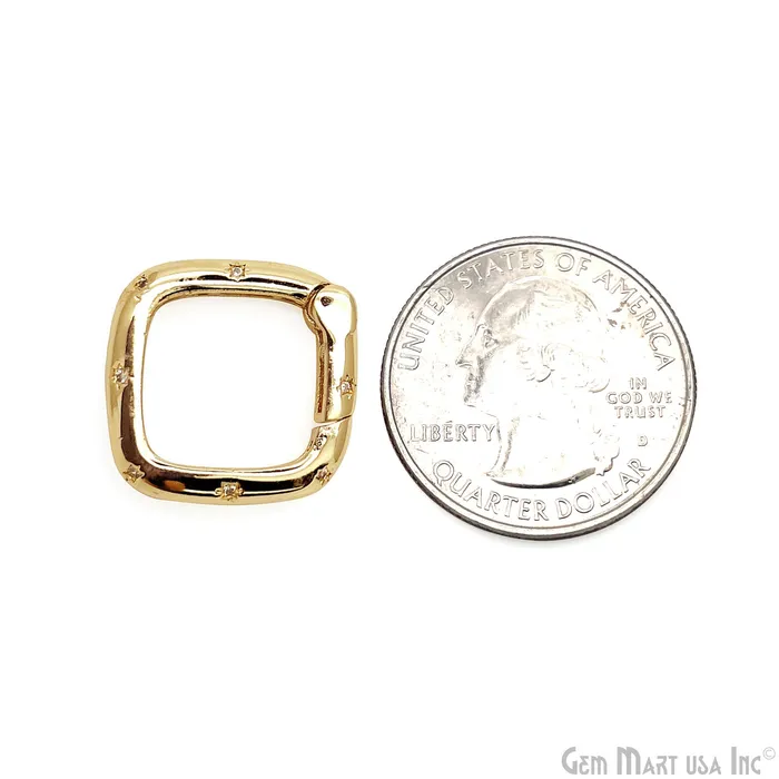 GemMartUSA CZ Square Push Gate Ring Clasp 18mm Charm Pendant Rings GemMartUSA CZ Square Push Gate Ring Clasp 18mm Charm Pendant Rings
