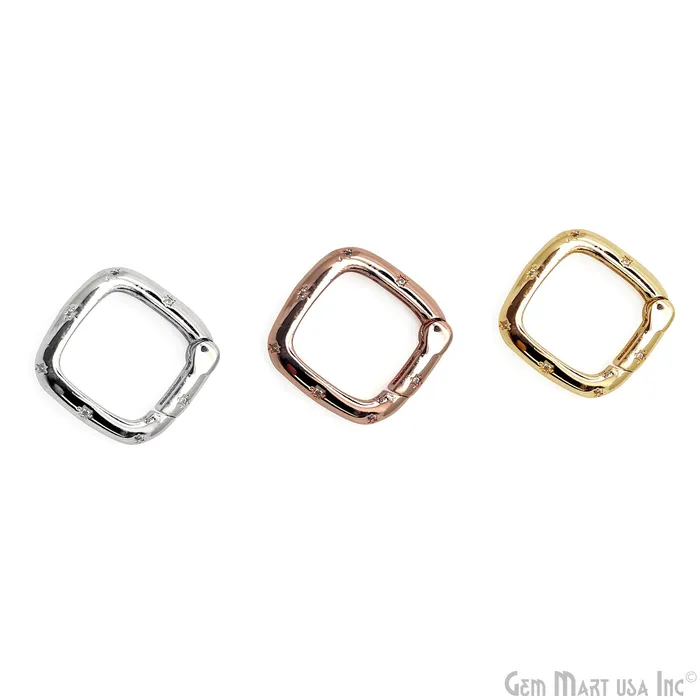 GemMartUSA CZ Square Push Gate Ring Clasp 18mm Charm Pendant Rings GemMartUSA CZ Square Push Gate Ring Clasp 18mm Charm Pendant Rings