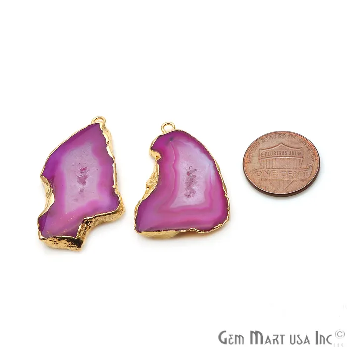 GemMartUSA Earrings Agate Slice 38x19mm Organic Gold Electroplated Gemstone Earring Connector 1 Pair GemMartUSA Earrings Agate Slice 38x19mm Organic Gold Electroplated Gemstone Earring Connector 1 Pair