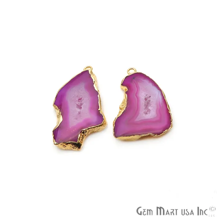 GemMartUSA Earrings Agate Slice 38x19mm Organic Gold Electroplated Gemstone Earring Connector 1 Pair GemMartUSA Earrings Agate Slice 38x19mm Organic Gold Electroplated Gemstone Earring Connector 1 Pair