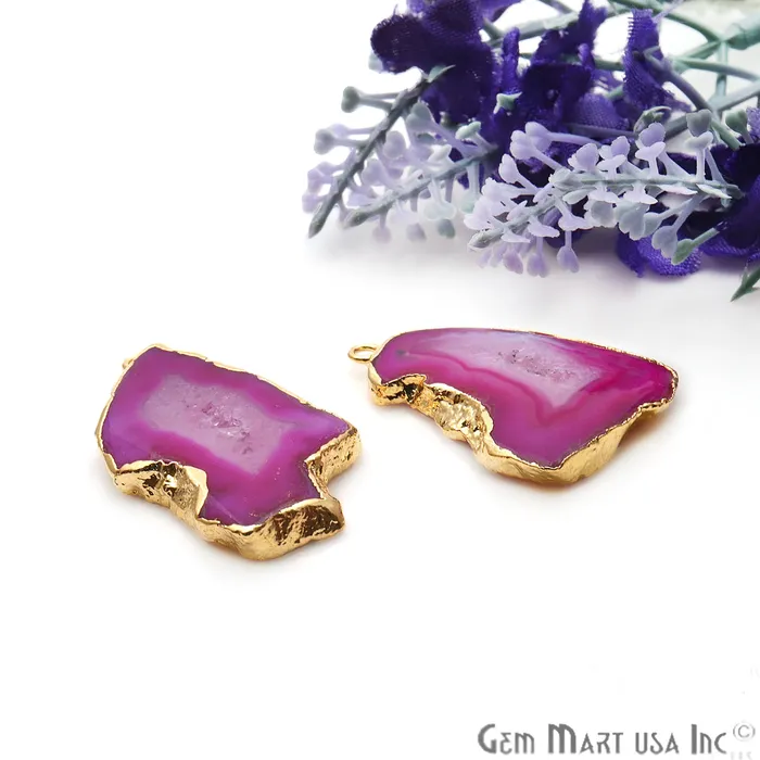GemMartUSA Earrings Agate Slice 38x19mm Organic Gold Electroplated Gemstone Earring Connector 1 Pair GemMartUSA Earrings Agate Slice 38x19mm Organic Gold Electroplated Gemstone Earring Connector 1 Pair
