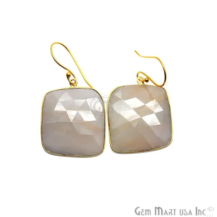 GemMartUSA Earrings Wonder Sapphire 23X28MM Gold Plated Gemstone Dangle Hook Earrings WSER90562