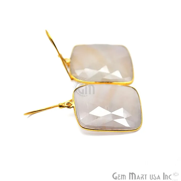 GemMartUSA Earrings Wonder Sapphire 23X28MM Gold Plated Gemstone Dangle Hook Earrings WSER90562