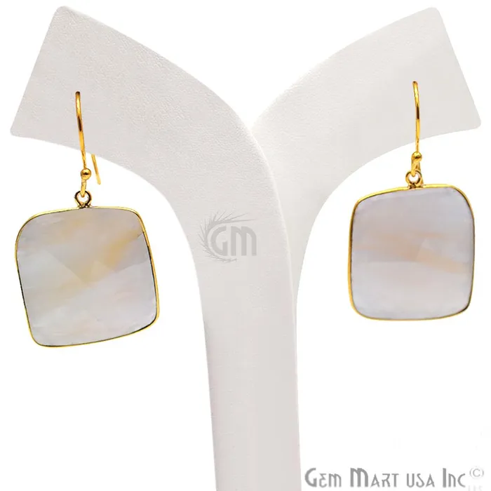 GemMartUSA Earrings Wonder Sapphire 23X28MM Gold Plated Gemstone Dangle Hook Earrings WSER90562