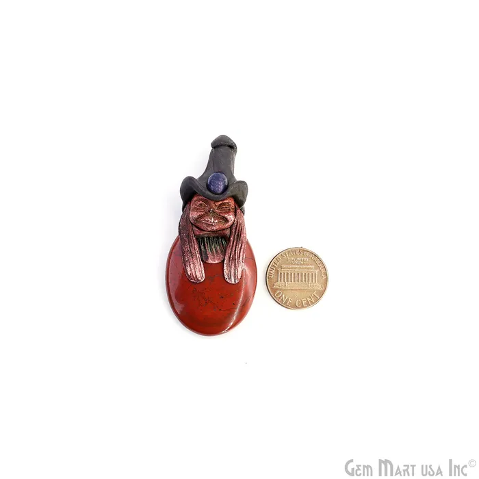 GemMartUSA Necklaces Pixie Red Jasper Crystal Clay Pendant Elfin Clay Pendant Necklace Master Merlin Healing Pendant Halloween Gift