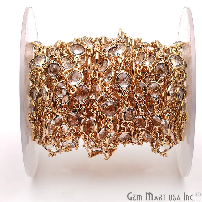 GemMartUSA PreStyled Sets Crystal 5mm Bezel Link Gold Plated Continuous Connector Chain GemMartUSA PreStyled Sets Crystal 5mm Bezel Link Gold Plated Continuous Connector Chain