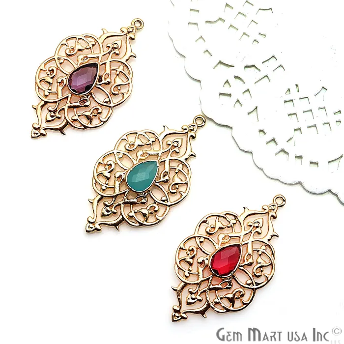 GemmartUSA PreStyled Sets DIY Gold Plated 40x21mm Filigree Connector 1PC