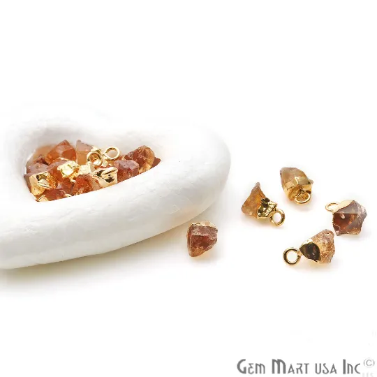 GemMartUSA PreStyled Sets Rough Citrine Gemstone 12x5mm Gold Edged Bracelets Connector