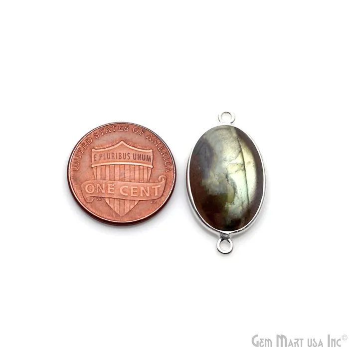 GemmartUSA Rings Flashy Labradorite Cabochon 13x20mm Oval Double Bail Silver Plated Gemstone Connector GemmartUSA Rings Flashy Labradorite Cabochon 13x20mm Oval Double Bail Silver Plated Gemstone Connector